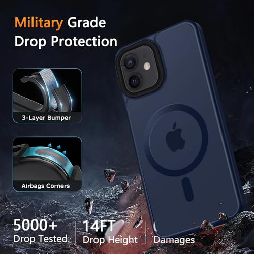 Image of iPhone 12 /12 pro Magsafe Hard Back Case | Matte Design & 360 Protection | Military-Grade Apple iPhone 12 /12 pro Cover | Strong Magnet Back - Blue