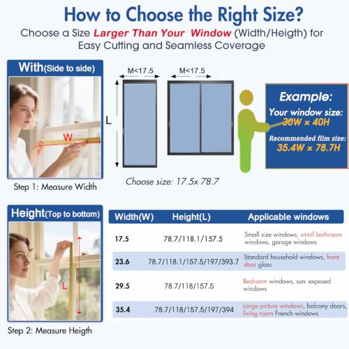 Image of Coavas One Way Privacy Window Film with 3 Tools, Blue 23.6 inchx 393.7 inch