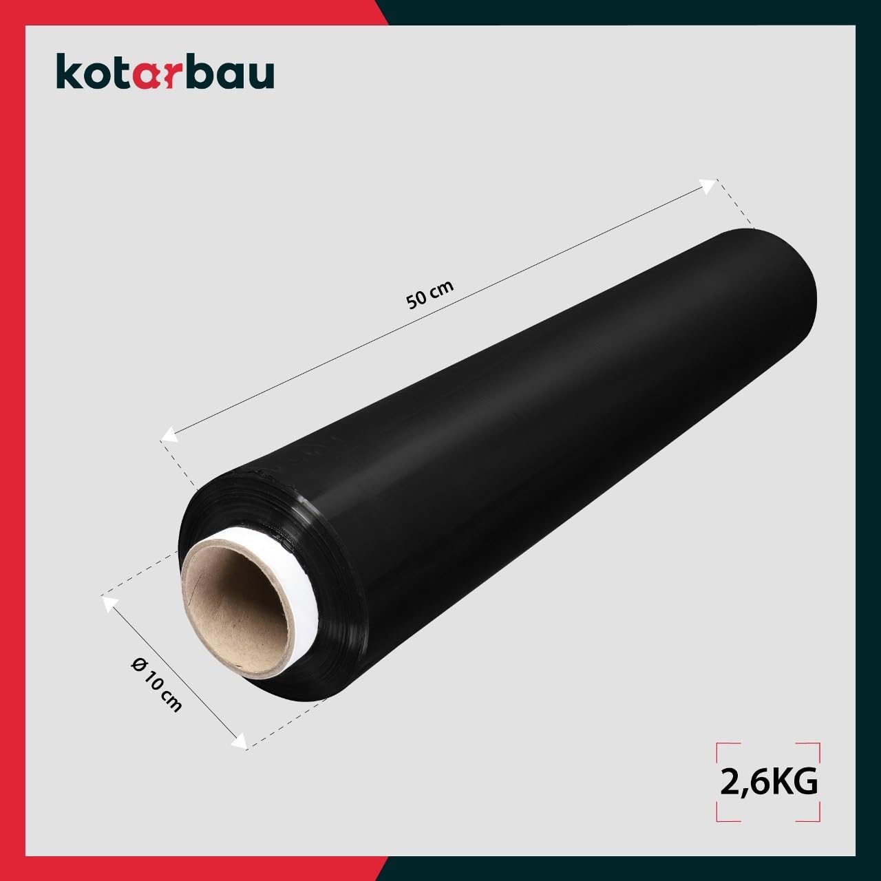 KOTARBAU® 2 szt. Folia Stretch 2,6 kg | 350 m Czarna Mocna Folia Kryjąca do Pakowania
