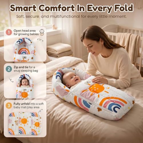 Image of StarAndDaisy 3 in 1 Baby Sleeping Bag for New Born, Baby Bedding Set, Washable & Foldable Cotton Design Godari, Toddlers Bed, Baby Bedding, Baby Mattress, Cradle Bed