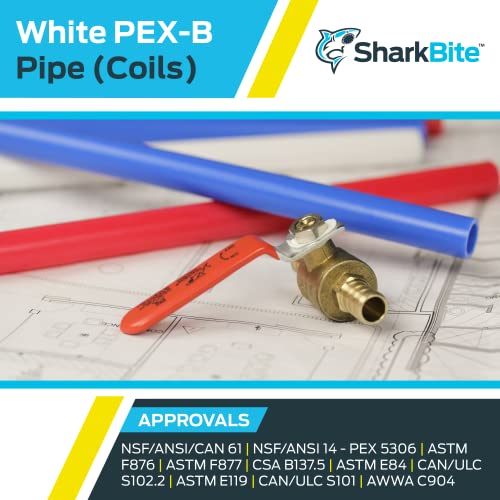 Sharkbite U870W25 Pex Pipe 3/4 Inch, White, Flexible Water Pipe Tubing, Potable Water, Push-To-Connect Plumbing Fittings, 25 Feet Coil Of Piping #TOP4
