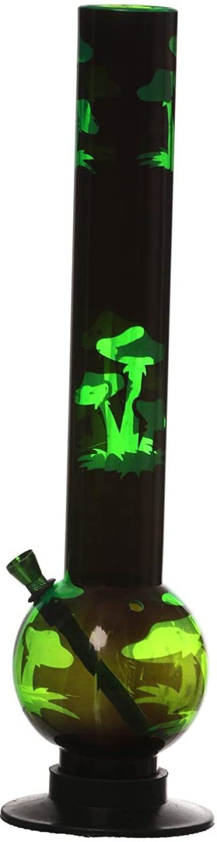 SETHI TRADERS Single Bulb Acrylic Water Pipe Bong with Mushroom Print Acrylic Bong Smoking Bongs Hookah.(Green Mushroom print, 10.5 mm)