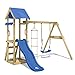 Produktbild WICKEY Spielturm Klettergerüst TinyCabin mit Schaukel & Blauer Rutsche, Kletterturm mit Sandkasten, Leiter & Spiel-Zubehör