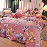 4 Piece Bedding Set,High-end Brocade Velvet Milk Velvet Four-Piece Baby Velvet French Coral Quilt Cover Bed Flannel Winter-Youth_2.0m Bed