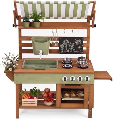 Best Choice Products Mud Kitchen for Kids Outdoor, Deluxe Wooden ...