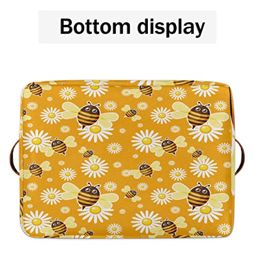 Yellow Bee Basket Storage Bins Cute Animal Waterproof Cube Laundry Box Bin Baskers Flower Daisy Toys Books Decor Organizer Basker Collapsible With Handle For Bedroom Closet Nursery Home Office Shelf #TOP5