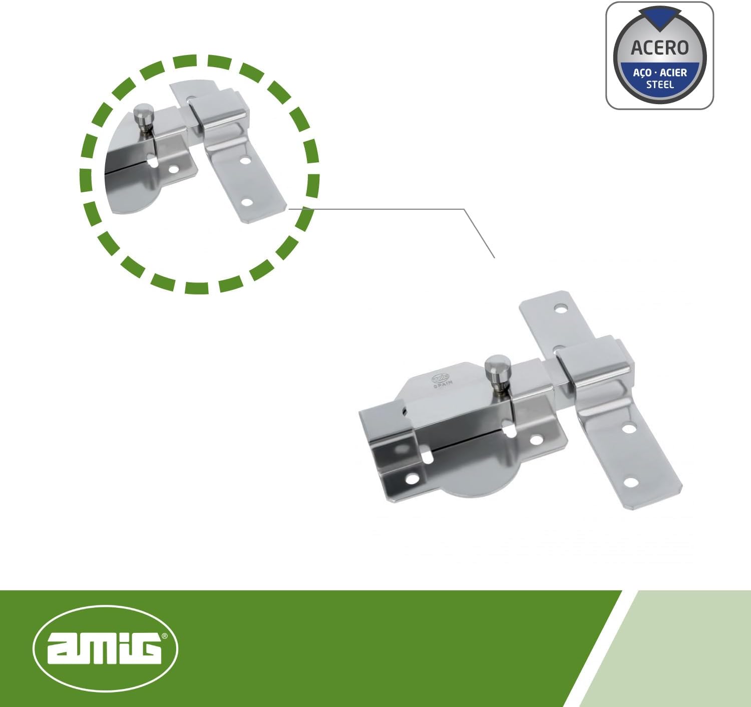 Amig - Overlay Lock for Entry or Rear Doors Mod. 1P | 88 x 131 mm | High Security Pin | Keyless Latch | Silver Steel