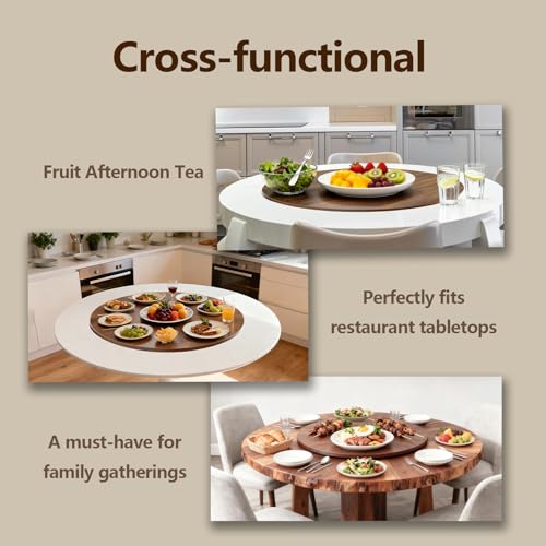 24" Wood Lazy Susan, Large Solid Turntable Serving Tray for Tabletop, Smooth Rotating Round Tray for Kitchen Counter, Dining Table, Parties, and Food Serving Centerpiece by YKANYN - Used condition - Image 5