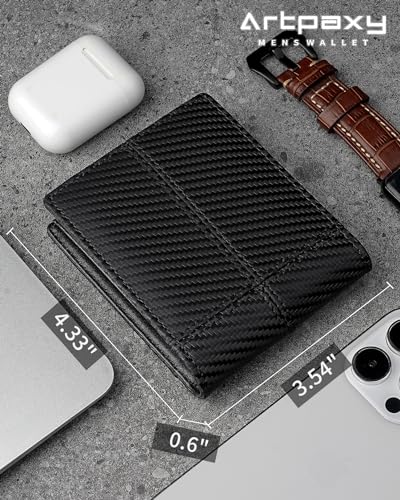 Image of Artpaxy Mens Wallet Bifold Genuine Leather RFID Blocking Wallet for Men with 2 ID Windows 12 Card Holders 2 cash pockets 1 Gift Box
