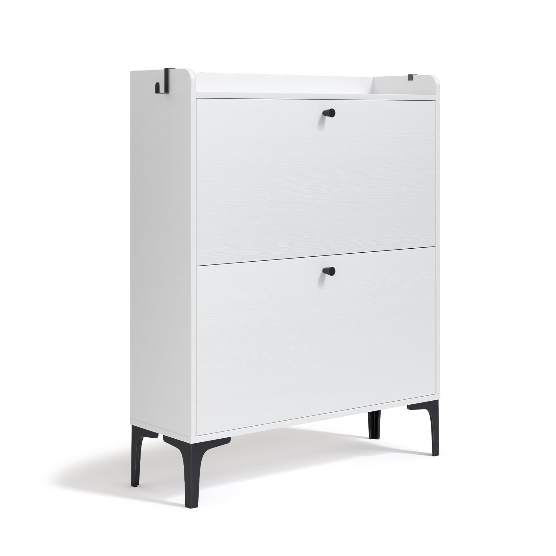 Dripex Scarpiera stretta, con 2 cassetti a ribalta, scarpiera sottile con piedini in metallo per ingresso, corridoio, soggiorno o veranda, 80 x 15 x 100 cm