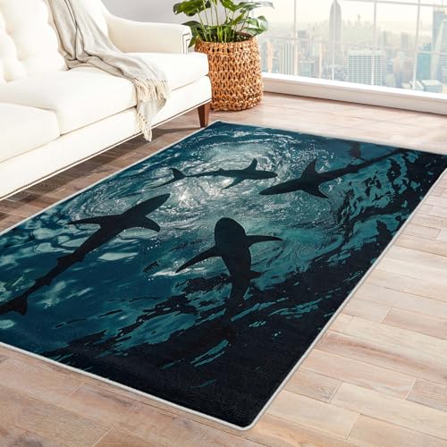 Tapete decorativo azul 91x122 cm, antideslizante y lavable miniatura 1