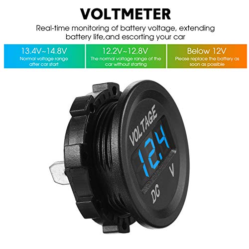 image for Frienda 4 Pieces DC 12V Car Voltage Gauge LED Display Waterproof Voltm