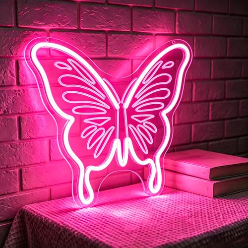 Image of Butterfly Neon Sign for Wall Decor Light Up Sign Led Signs for Room Party Home Wall Decor USB Powered
