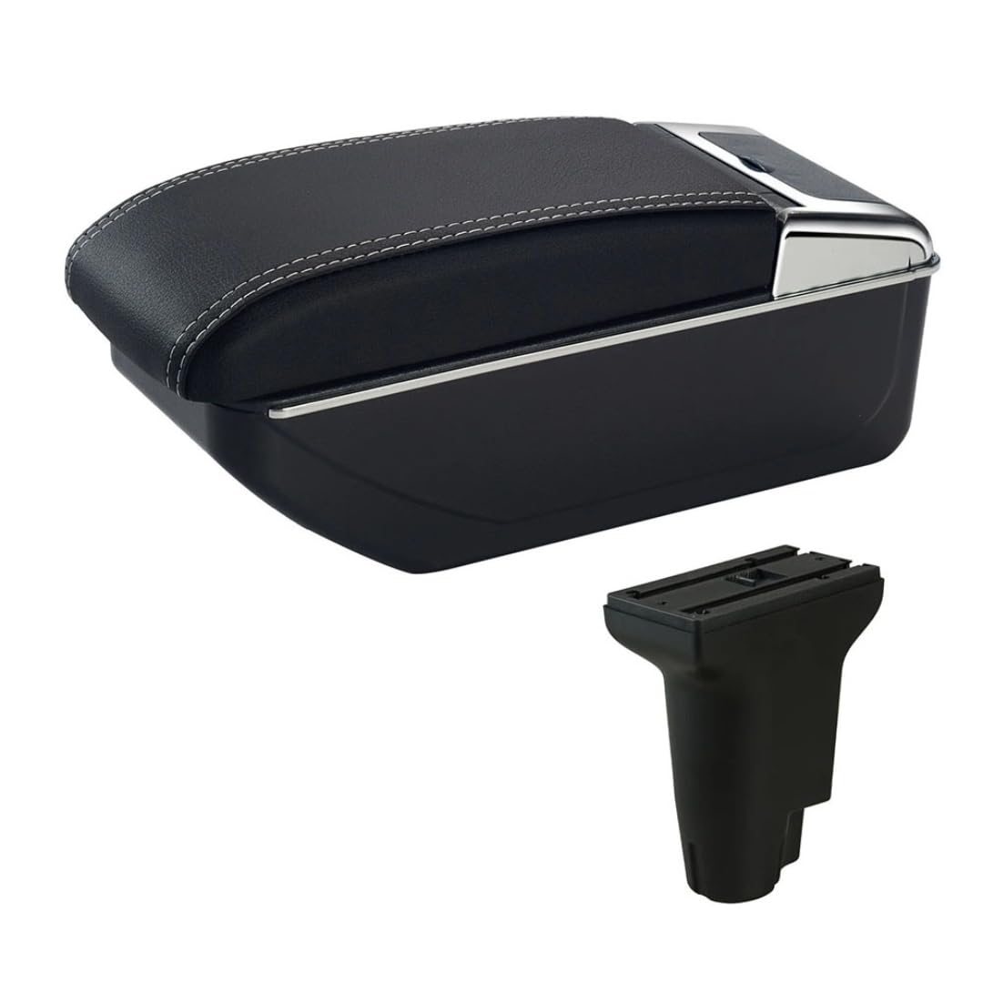 Toiumops Armrest for Fiat 500, Car Armrest Box Center Console Store Box(A3 White Line No USB)