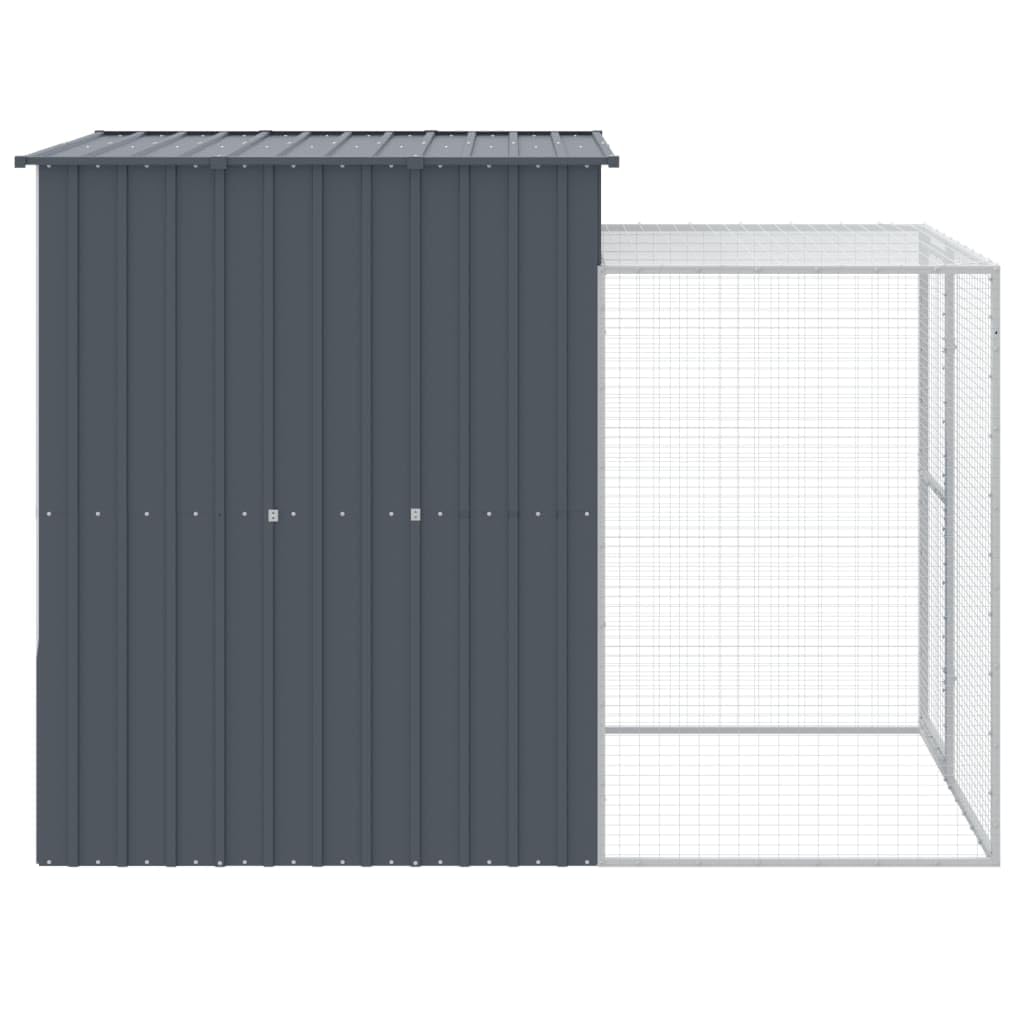 ZEYUAN Gallinero con Corral Acero galvanizado Gris 165x251x181 cm, Gallinero para Exterior, Ponederos para Gallinas, Jaulas para Conejos, Jaulas para Pajaros, Casa Conejo, Ponederos Gallinas
