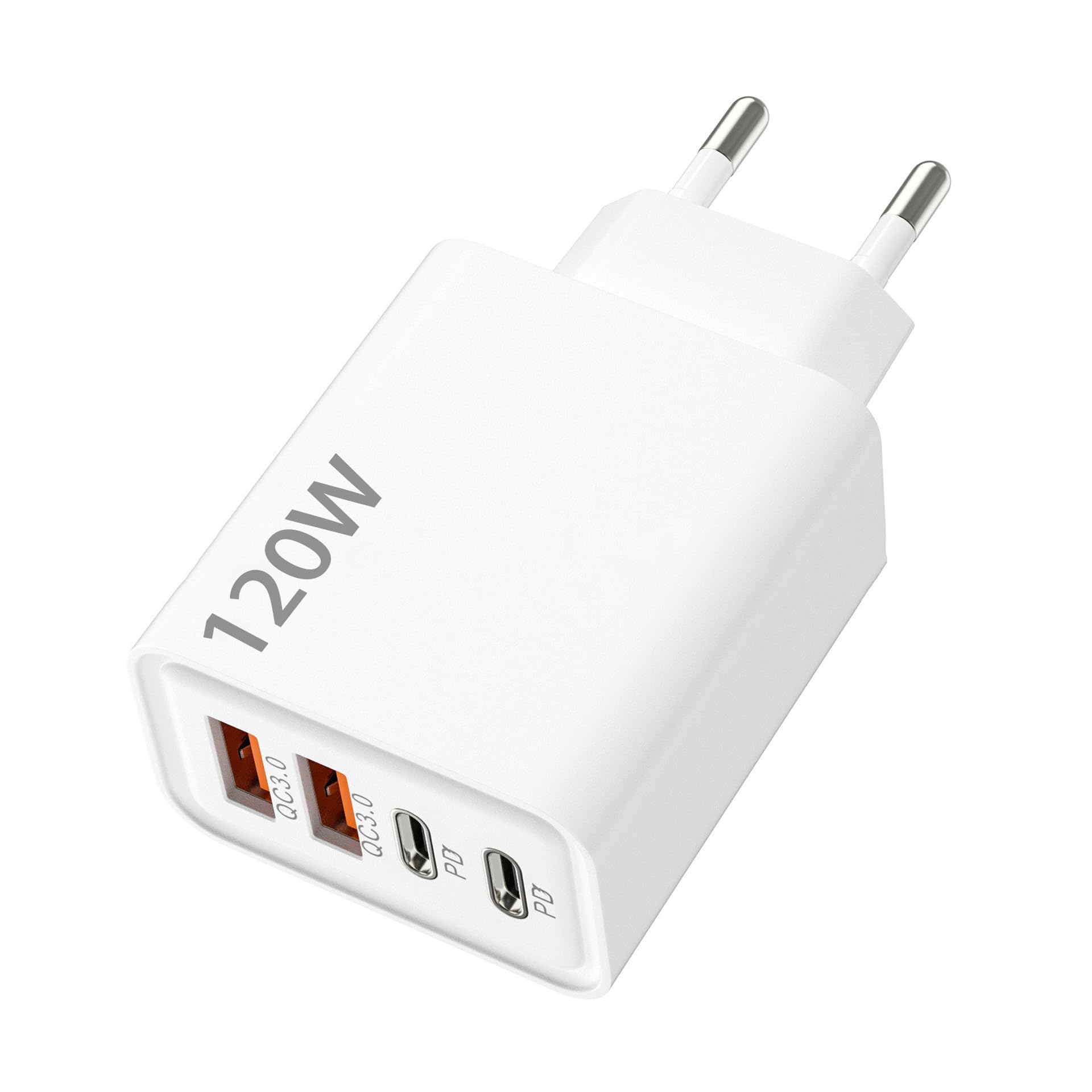 PD 3.0 Szybka ładowarka 120 W, 4 porty USB C z 2 USB-C i 2 USB-A, multizasilacz z ochroną bezpieczeństwa do iPhone'a 17/16/15Pro/Pro Max, Samsung Galaxy, iPada