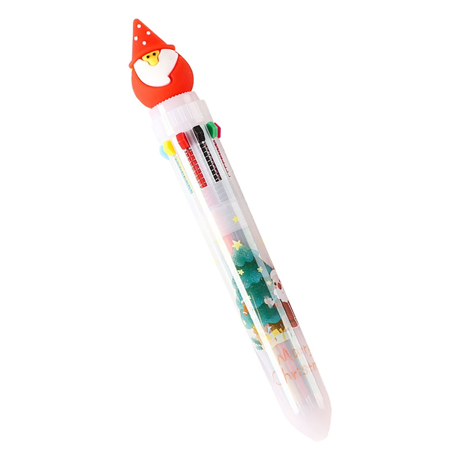 8 Stück Weihnachts-Kugelschreiber, 10-in-1 Farben | Mit Weihnachtsmotiven, Einziehbar | Geschenk Für Kinder & Schüler