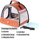 Small Bird Travel Carrier, Portable Bird Travel Outside Cage for Parakeet, Parrot, Budgie, Guinea Pig, Bearded Dragon Reptile Carrier for Hiking Vet Visit Bicycle Ride (Orange, Carrier) - Image 3