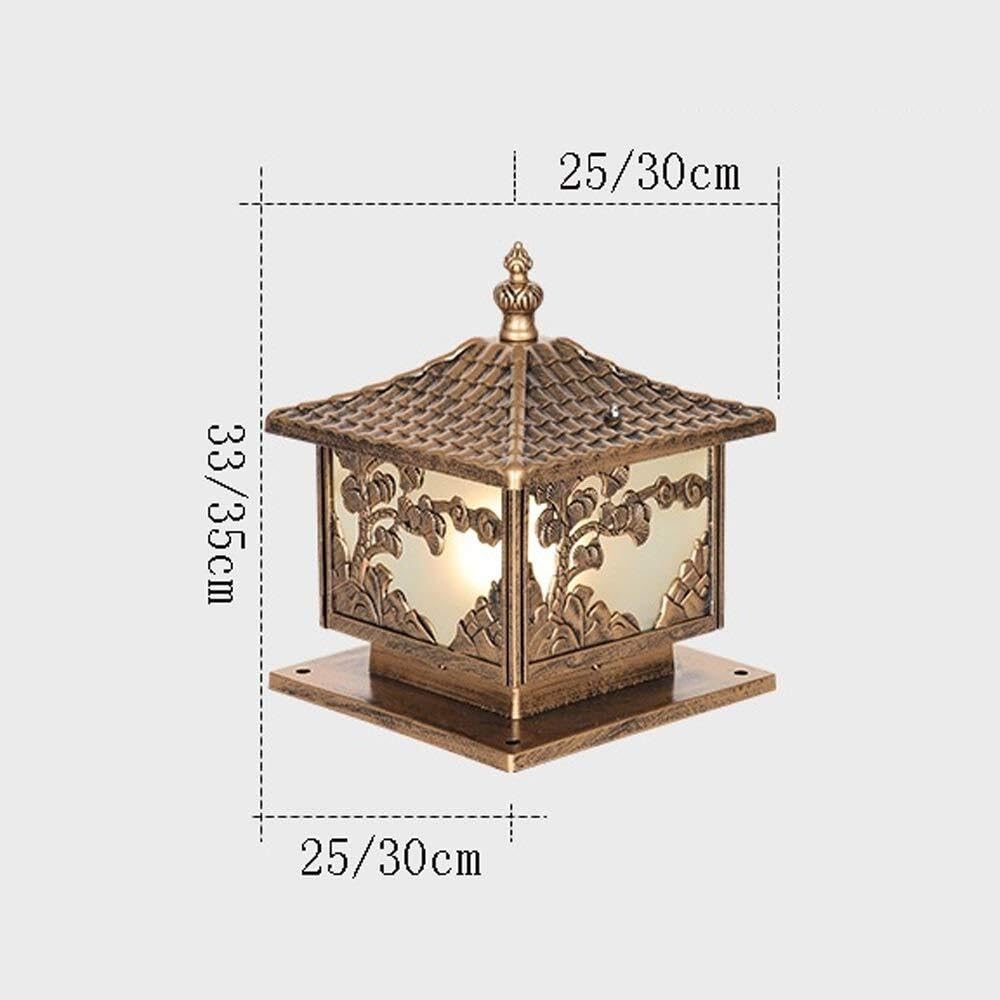Palo Luce Luci da Esterno Quadrate Lampada Pilastro per Patio in Stile Europeo Cortile E27 Colonna Luce Giardino per Villa Esterno Giardino(Bronze,30 * 35cm)