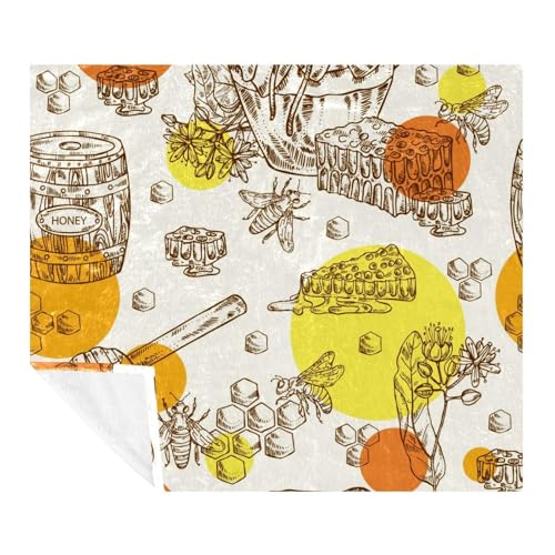 Couverture douce en polaire pour voyage et canapé motif miel plaid enfant et adulte