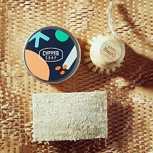 Image of Zerowaste Dish Soap Gift Set -Palmfree Solid Dish Soap(110g 3.88oz) + Eco Friendly Kitchen Brush + Biodegradable Loofah Sponge | Housewarming Camping