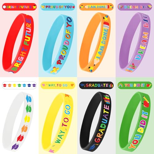 image for JUNEBRUSHS 24pcs Kindergarten Graduation Party Favors Silicone Bracele