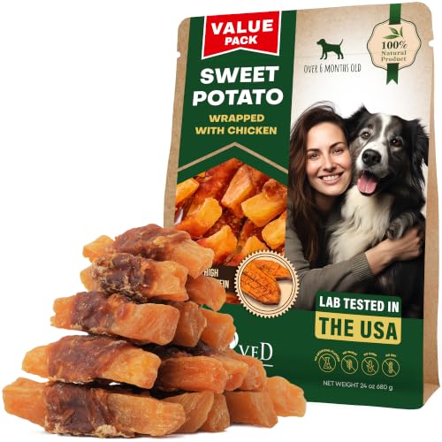 Image of Beloved Pets Sweet Potato Dog Treats & Chicken Jerky Wraps 1.5 Pound - Dog Food & High Protein Soft Chews for Large, Medium & Small Breeds, Sweet Potato Wrapped Chicken