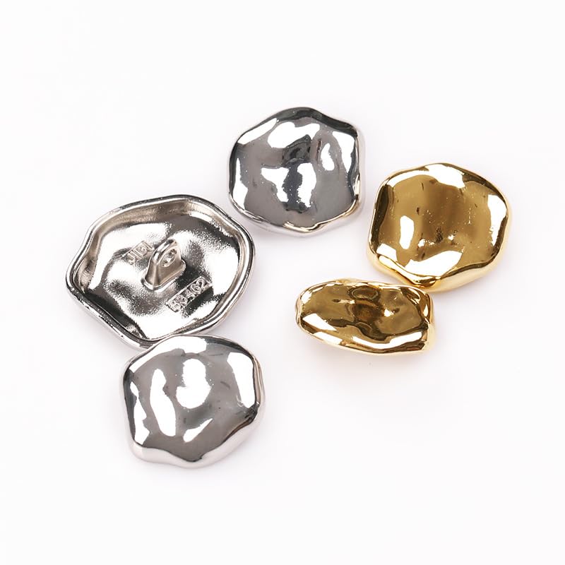 20 botones irregulares con vástago, for ropa, cárdigans, abrigos(Silver,18 mmx16.5 mm)