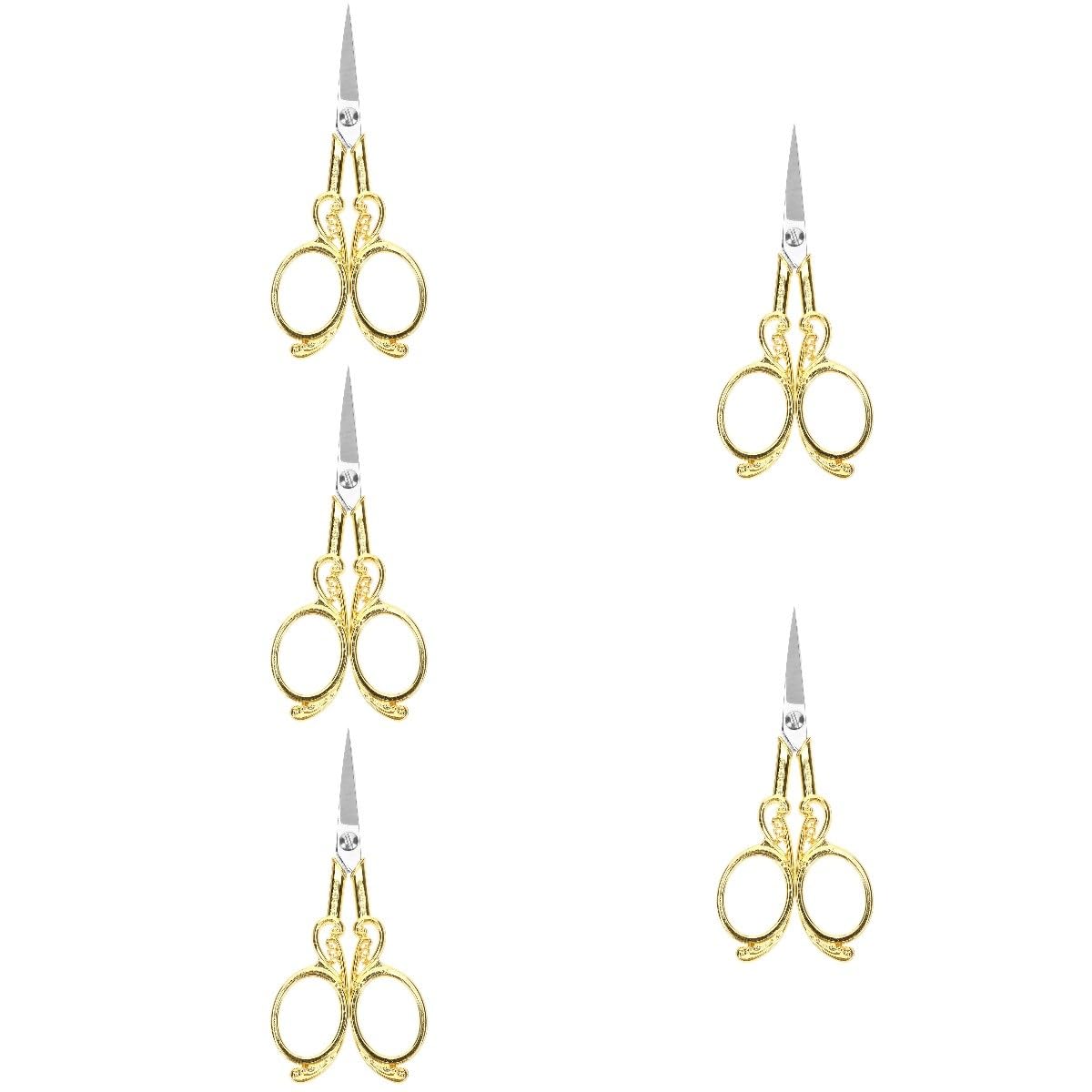 SHINEOFI 5pezzi Forbici Inossidabile Per Cucito e Ricamo Design Vintage Elegante Per Uso Domestico e Ufficio Facili Da Usare Per Tessuti e Filo