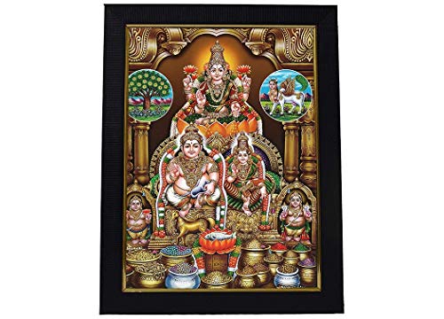 Image of 7 Hills Store Kubera Lakshmi Photo With Wooden Frame (8 X 12 Inch, Multicolour), Wall Mount, Rectangular