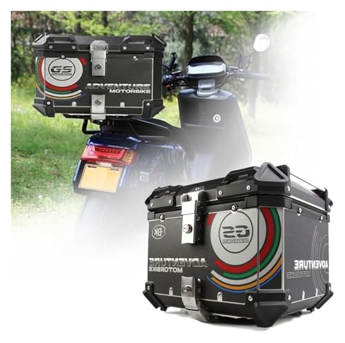 Genérico Baúl Superior para Motocicleta, Baúl De Equipaje para Motocicleta De Aleación De Aluminio, Baúl para Motocicleta A Prueba De Agua Ip68 (Black 36L)