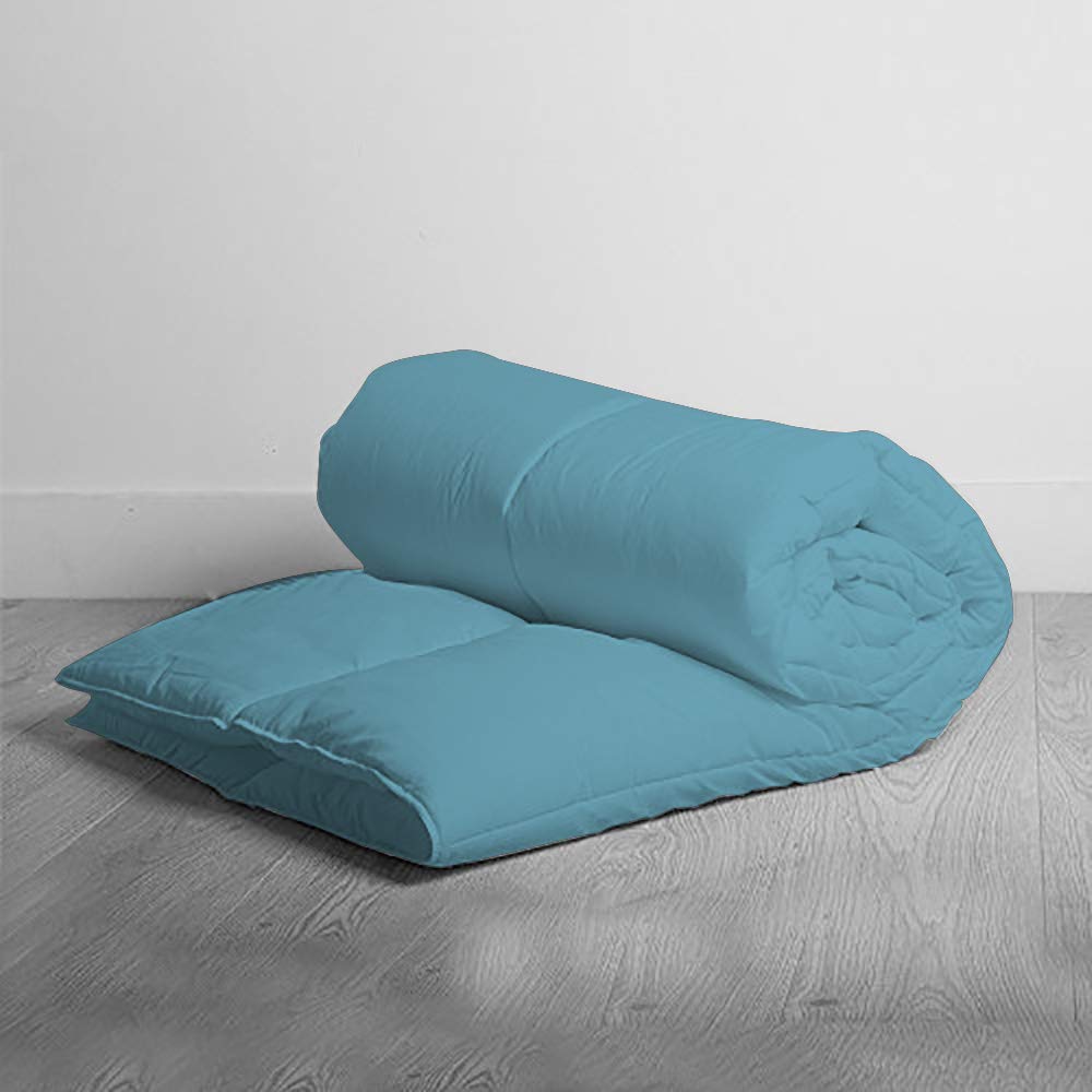BedDecor 500 GSM Down Alternative Super Soft Premium Quality Microfiber Filling Comforter 600TC Solid 100% Egyptian Cotton (Medium Blue,Twin)