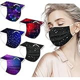 ROTORS 50Pc Black Face_Masks Disposable,3-Ply Disposable Star Facemasks for Women,Universe Face_Masks for Adults Daily Use (50PC NEW disposable black face_masks F)