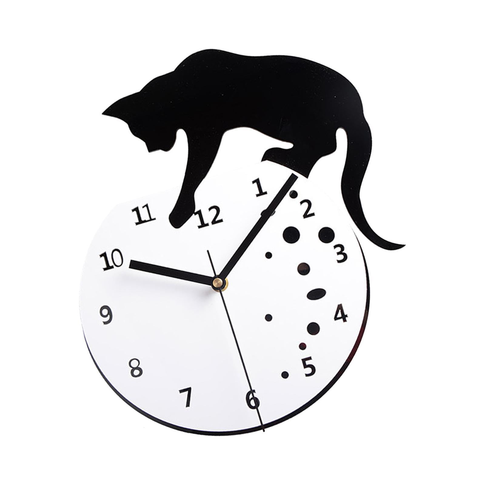 Alcxazs Black Modern Cat Wall Clock Wall Clock With Non Ticking Feature Premium