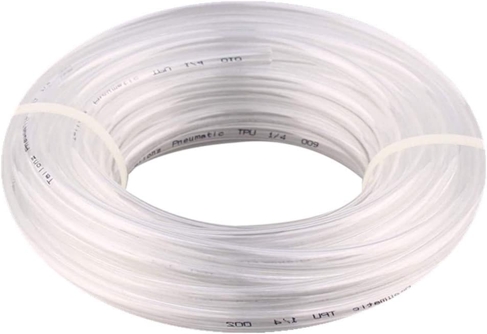 Pneumatic Tubing Pipe 1/4" OD Clear Air Compressor PU Line Hose Tube for Water Fluid Transfer 10Meter 32.8ft