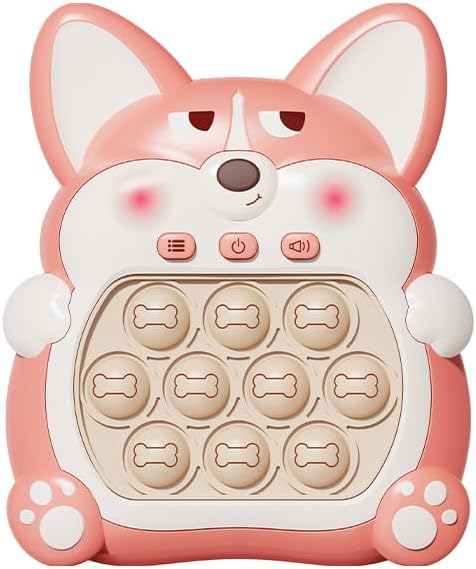 Juguete de empuje rápido con luces y patrones emergentes, divertido juego multijugador para toda la familia (rosa corgi)