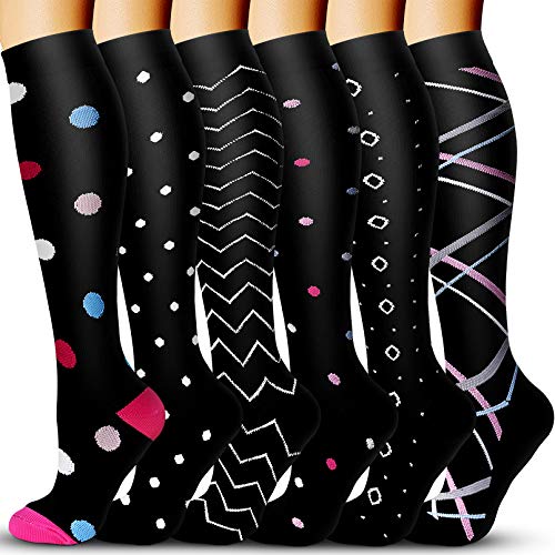 Image of Acture 6 Pairs Compression Socks for Men & Women,15-20mmHg is Best for Running, Athletic, Medical, Pregnancy, Travel