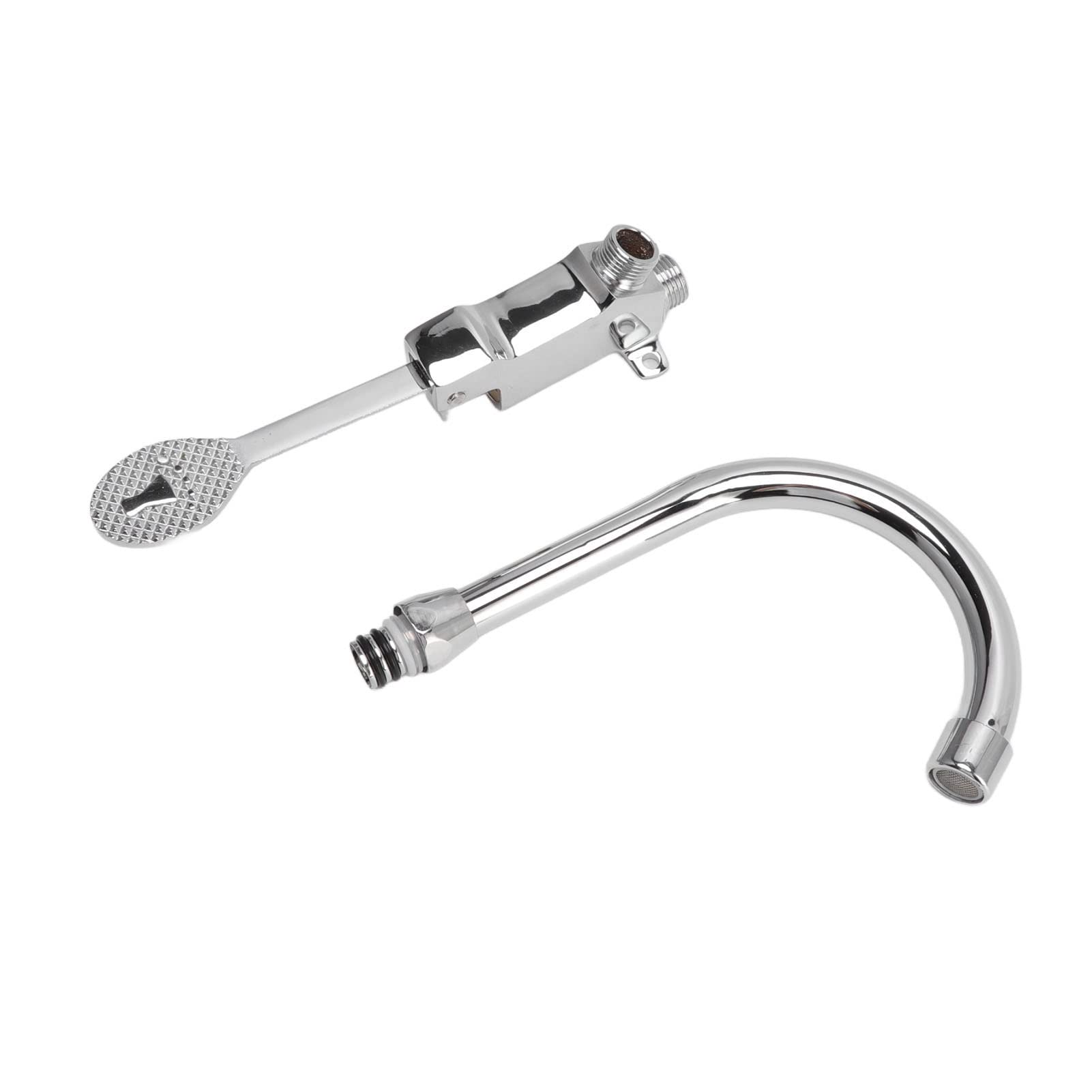 Robinet d'eau pour évier avec commande au pied et montage au sol argent