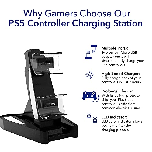 Estación de carga para PlayStation 5 con doble puerto USB y protección integrada 2