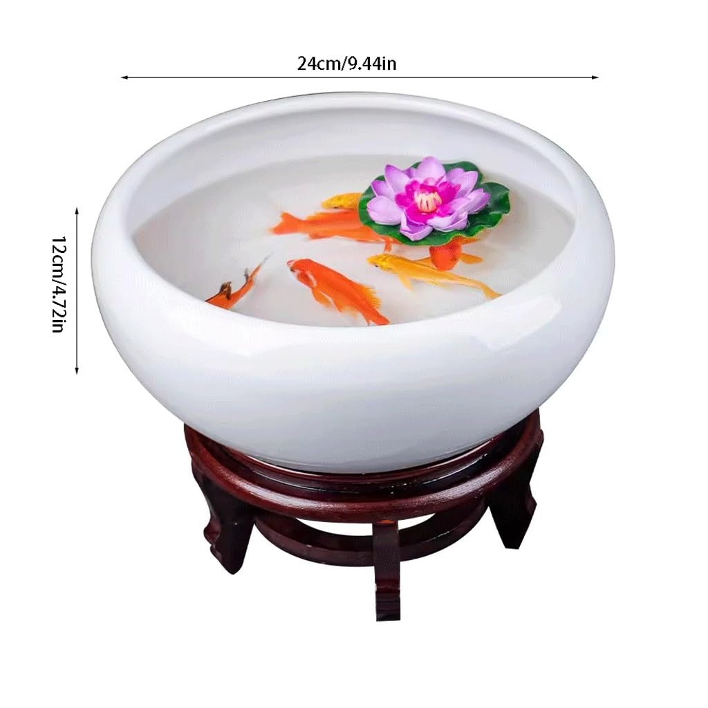 Tanque Peces Acuario Tanque de Peces cerámica Blanca Pura for Sala Estar, De Agua Escritorio, Cuenco Lirio, Lavabo Loto, Tanque Tortuga, Porcelana Narciso | S