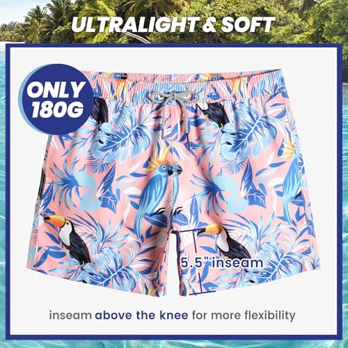 Image of maamgic Mens Swim Trunks 5 Inch with Mesh Lining, Quick Dry Mens Bathing Suit, Swim Shorts for Swimming and Beach
