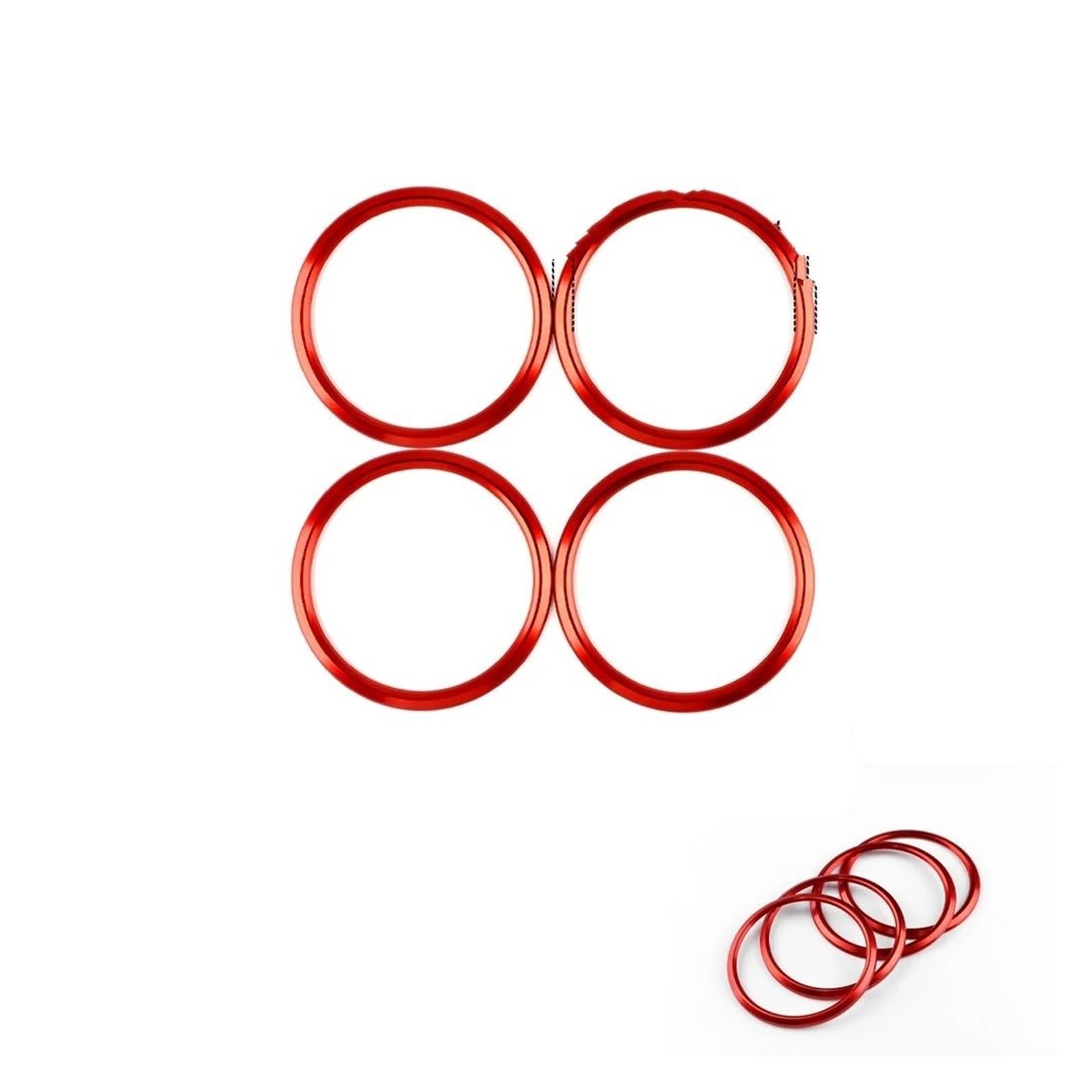 4piece Rings for Chevrolet for Camaro 2016 2017 2018 2019 2020 2021 2022 2023 Car Accessories Aluminum Alloy AC Outlet Vent Sticker Car Interior Panel Trim(Type 2 Red)