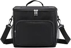 Bolsa Térmica Lancheira com Alça Ajustável e Bolso Lateral – Ideal para Marmita, Trabalho, Academia, Escola e Passeios (Preta)