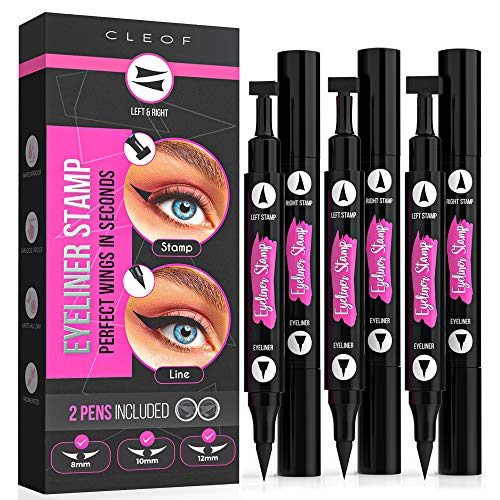 Eyeliner Stamp Black, Waterproof, Smudge Proof, Winged Long Lasting Liquid Eye Liner Pen, Vamp Style Wing, - Special formula 100% Vegan and 100% FREE from Parabens (3 Sizes - 6 Pens (Combo Pack))