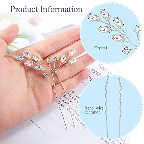 4 Pieces Wedding Hair Pins Wedding Crystal Hair Accessory Bridal Rhinestone Hair Pieces For Bride, Bridesmaids, Flower Girls (Silver) #TOP3
