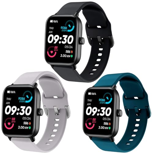ViCRiOR Bands Compatible with IDW13,IDW16,IDW19 Smartwatch Band, 3 Pack 22mm Soft Silicone Replacement Strap Watch Band for Fitpolo/Woneligo W3 Smartwatch