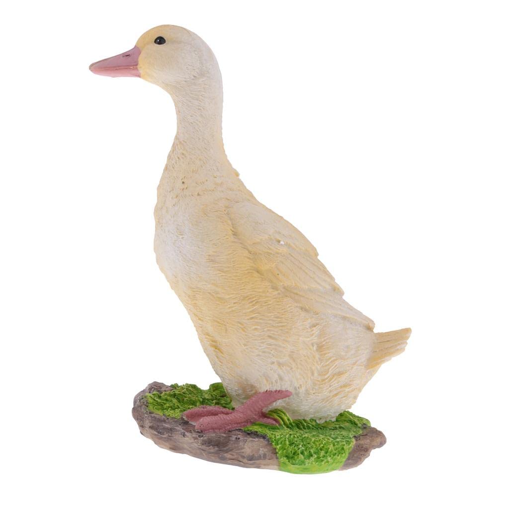 Statue canard résine jaune taille M, figurine animale haute résistance