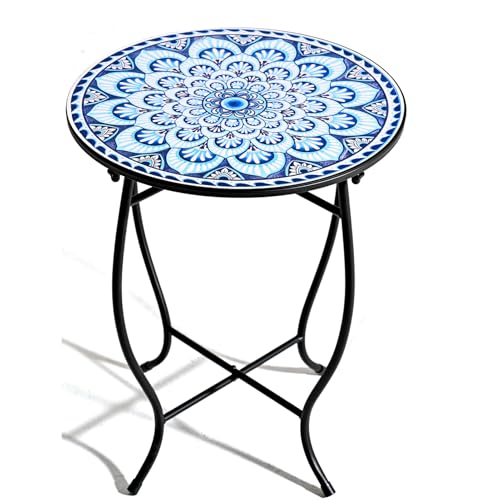 Round Side Table, Indoor Outdoor Small Side Table, Weather Resistant
