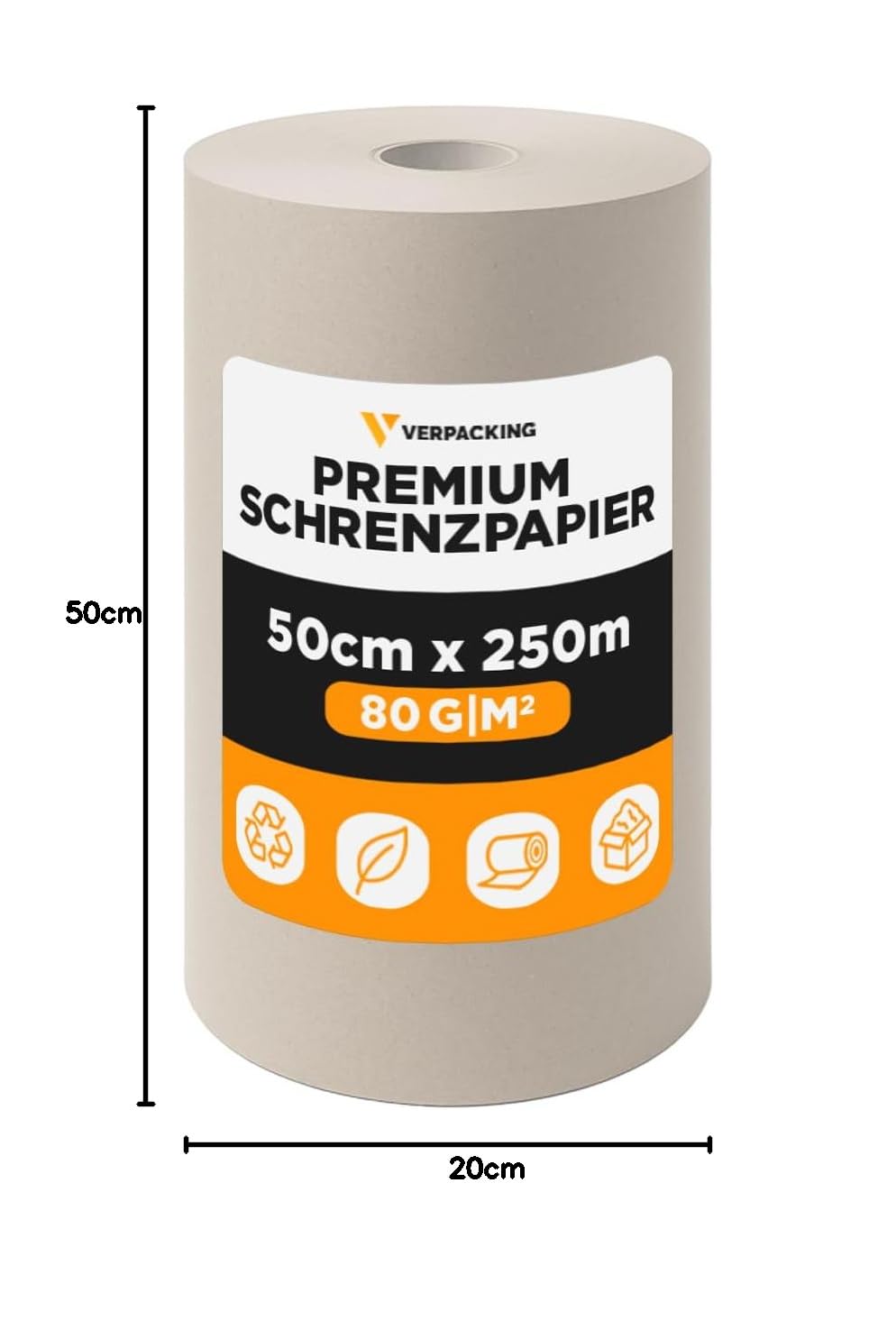 verpacking papel de embalaje 50 cm x 250 m 80 g/m² [modelo y cantidad a elegir] papel kraft relleno acolchado para envío mudanza almacenaje 100% reciclado 2 rollos