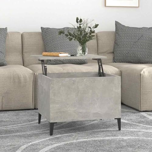 Tidyard Mesa de Centro Elevable Mesa Auxiliar Mesa de Café Versátil con Almacenaje Mesita de Salón Mesa de Centro Mesa Baja Madera Gris hormigón 60x44,5x45 cm